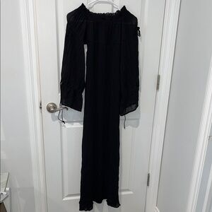 House of Harlow X Revolve  Elegant Black Off-Shoulder Maxi Dress Coverup - Sheer